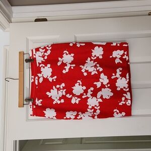 Talbots NWT red brocade pencil skirt size 12